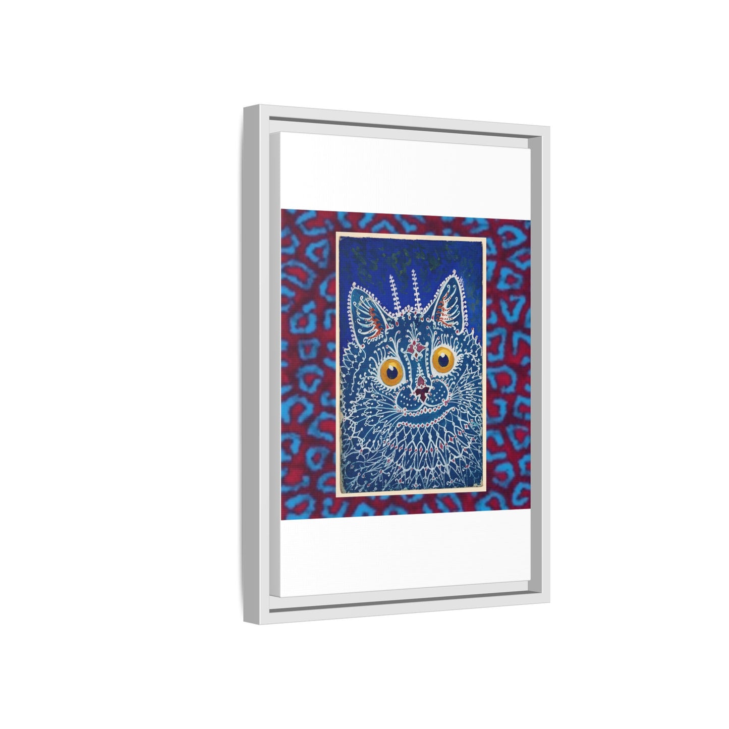 Colorful Cat Framed Matte Canvas Art - Whimsical Home Decor