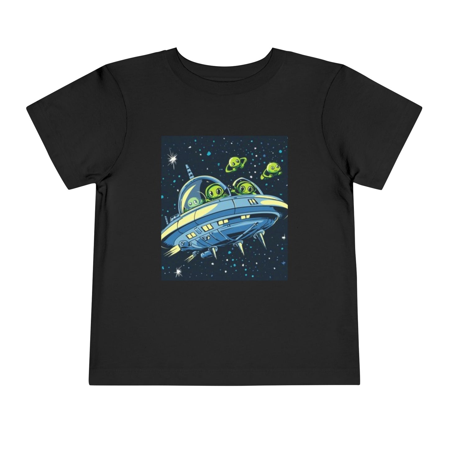 Camiseta infantil de manga corta con diseño de nave espacial alienígena 