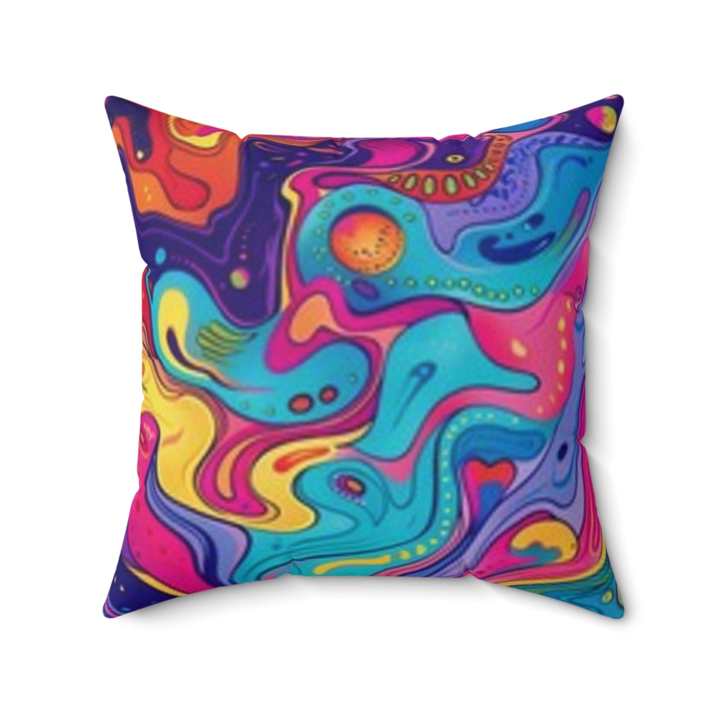 Vibrant Abstract Art Pillow - Colorful Spun Polyester Decorative Cushion
