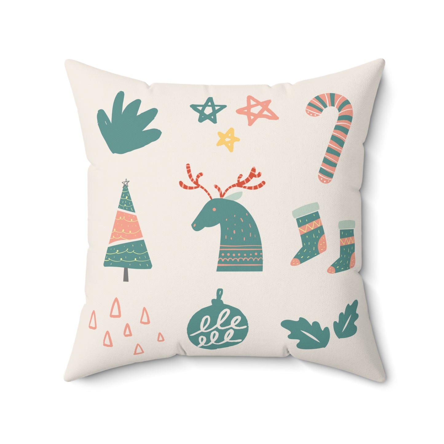 Christmas Faux Suede Square Pillow Merry Christmas and happy New Year