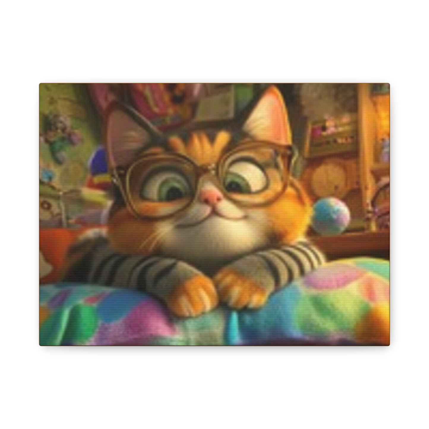 Charming Cat Canvas Wall Art, Cat Lover Decor, Cute Cat Artwork, Gift for Pet Owners, Whimsical Home Decor, Cat-Themed Room