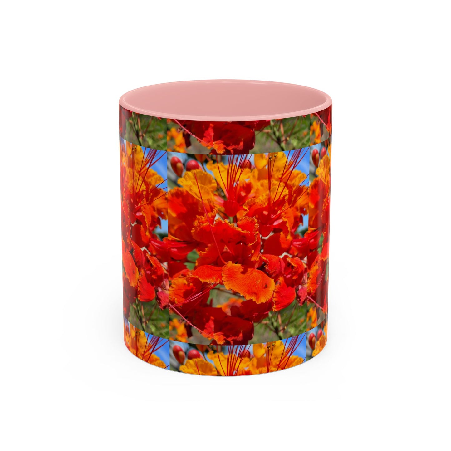 Orange Flowers Accent Coffee Mug 11 oz Great for Coffee Tea Milk Water Juice Ice Cream Soup