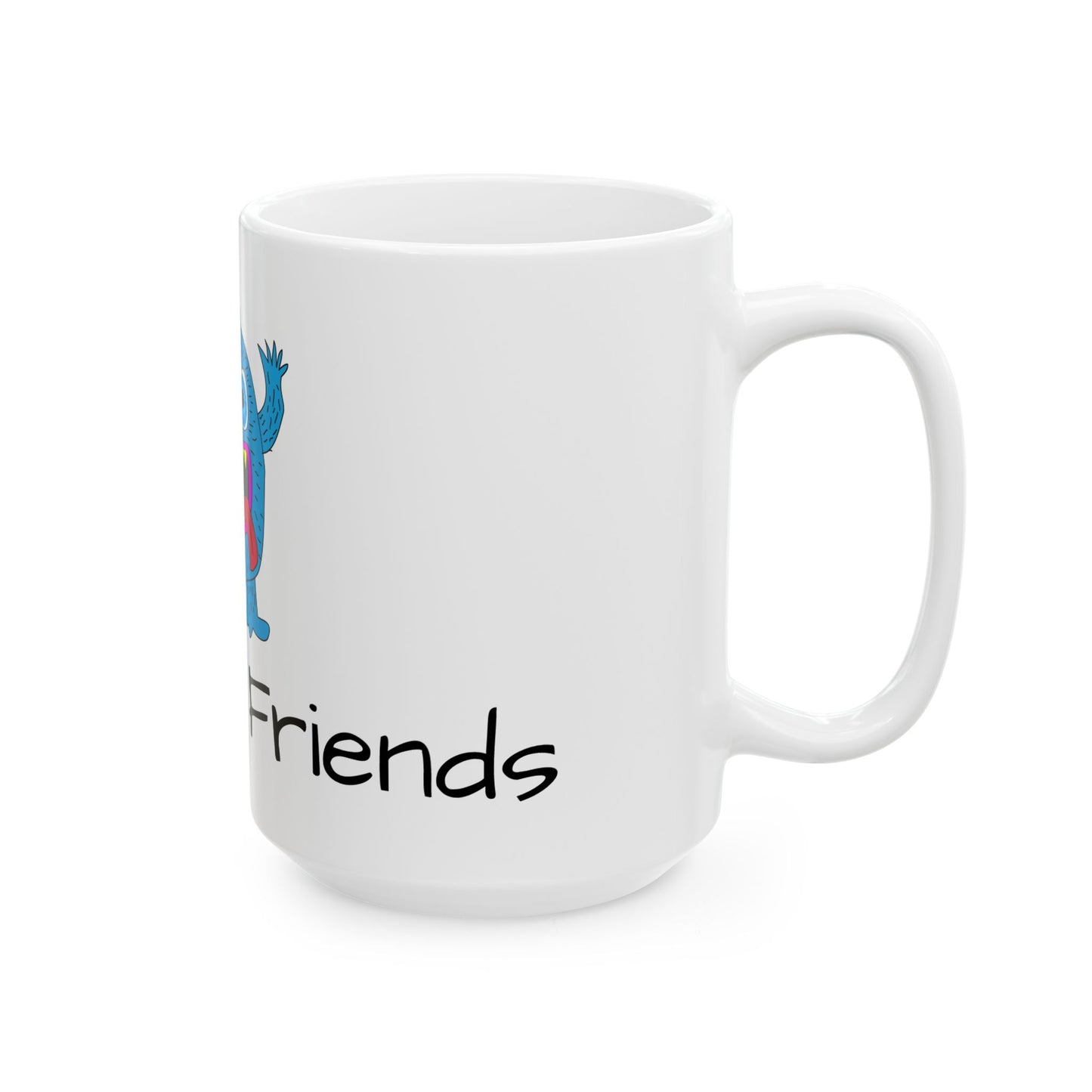 Blue Monster Red Tongue Ceramic Mug, (11oz, 15oz) Let's Be Friends