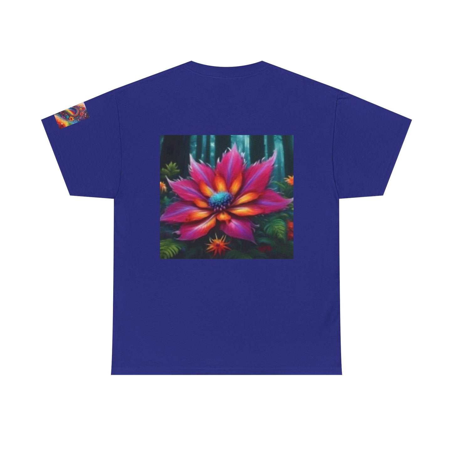 Camiseta unisex de algodón grueso con arte vibrante de la selva: camiseta gráfica inspirada en la naturaleza 