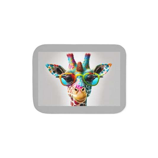 Manta Sherpa, dos colores, jirafa con gafas ¡Gracias Shookie Mookie!