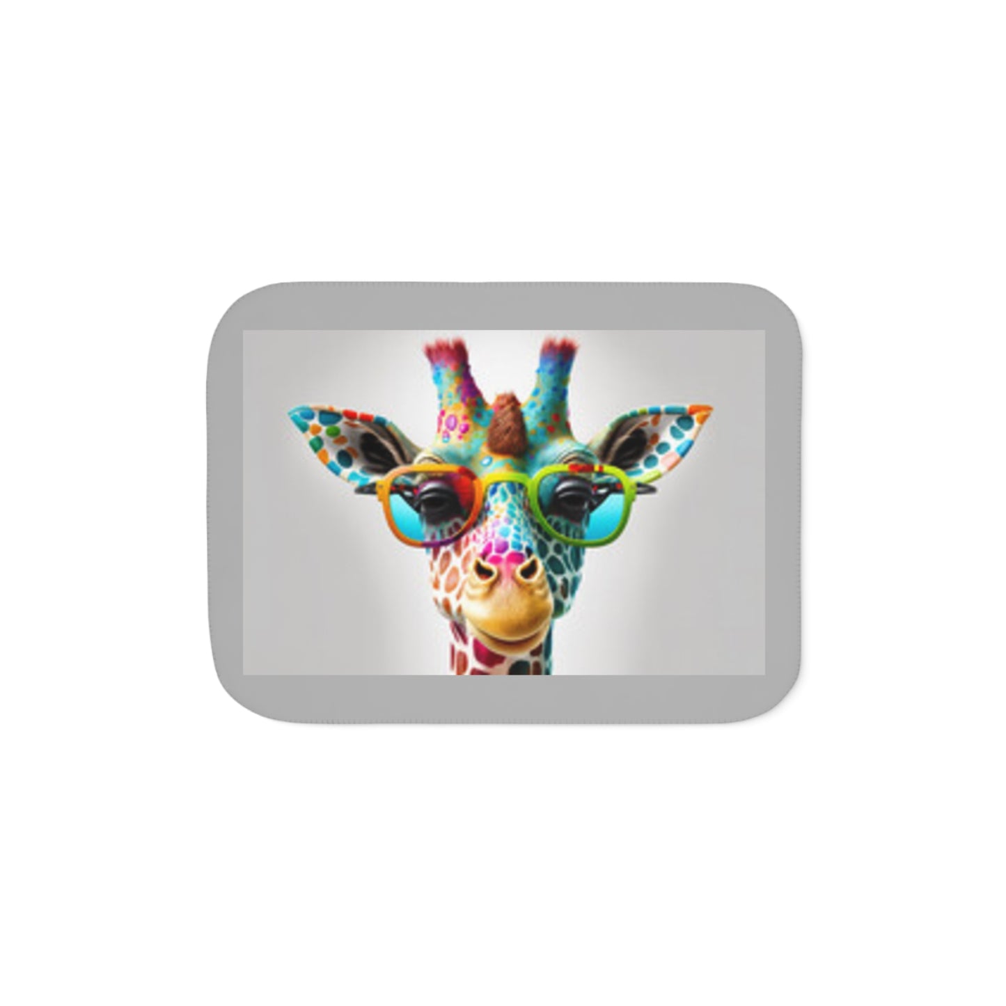 Couverture Sherpa, Girafe bicolore avec lunettes Merci Shookie Mookie !