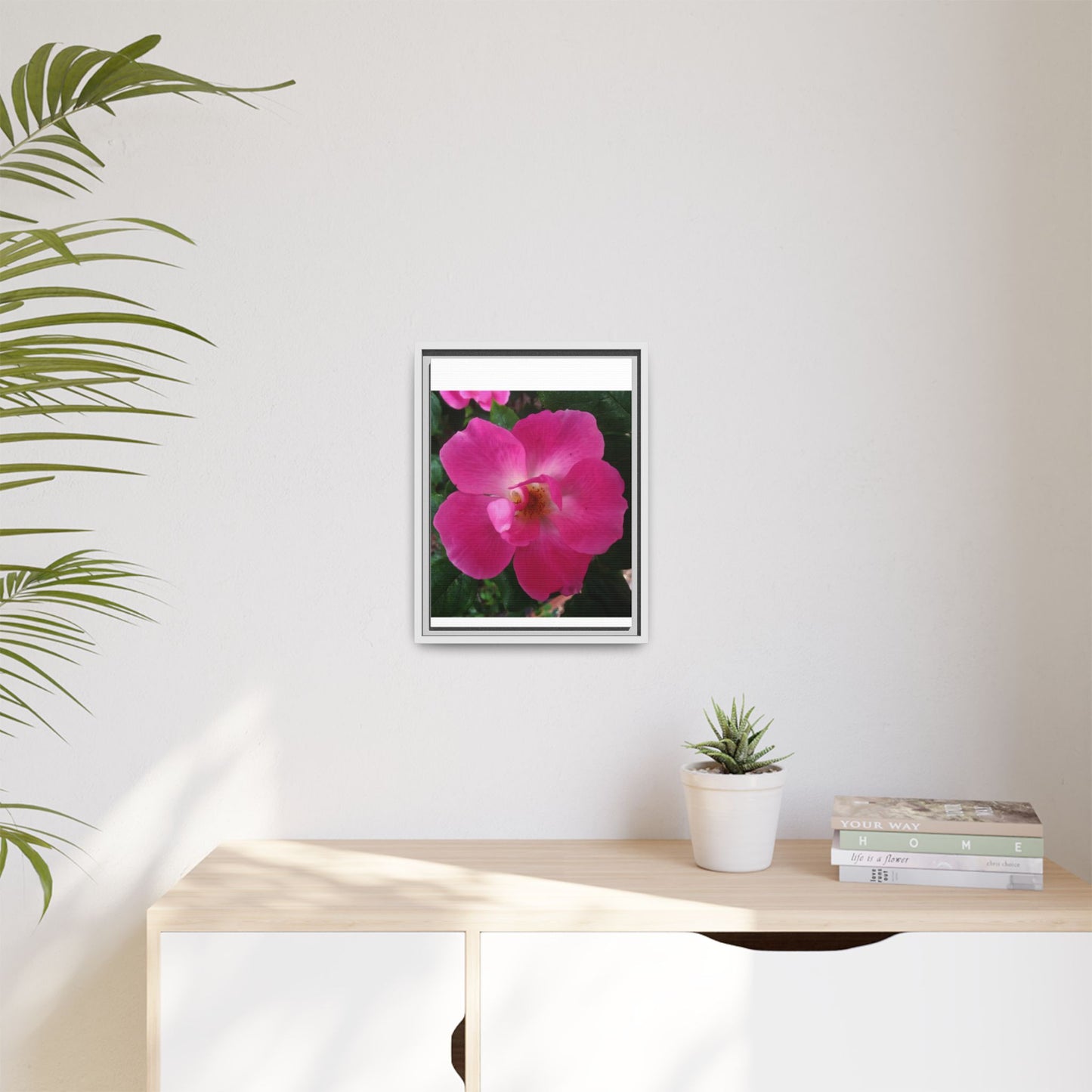 Framed Floral Canvas Art Print | Vibrant Pink Flower Decor, Wall Art for Home, Gift for Her, Mother's Day, Birthday