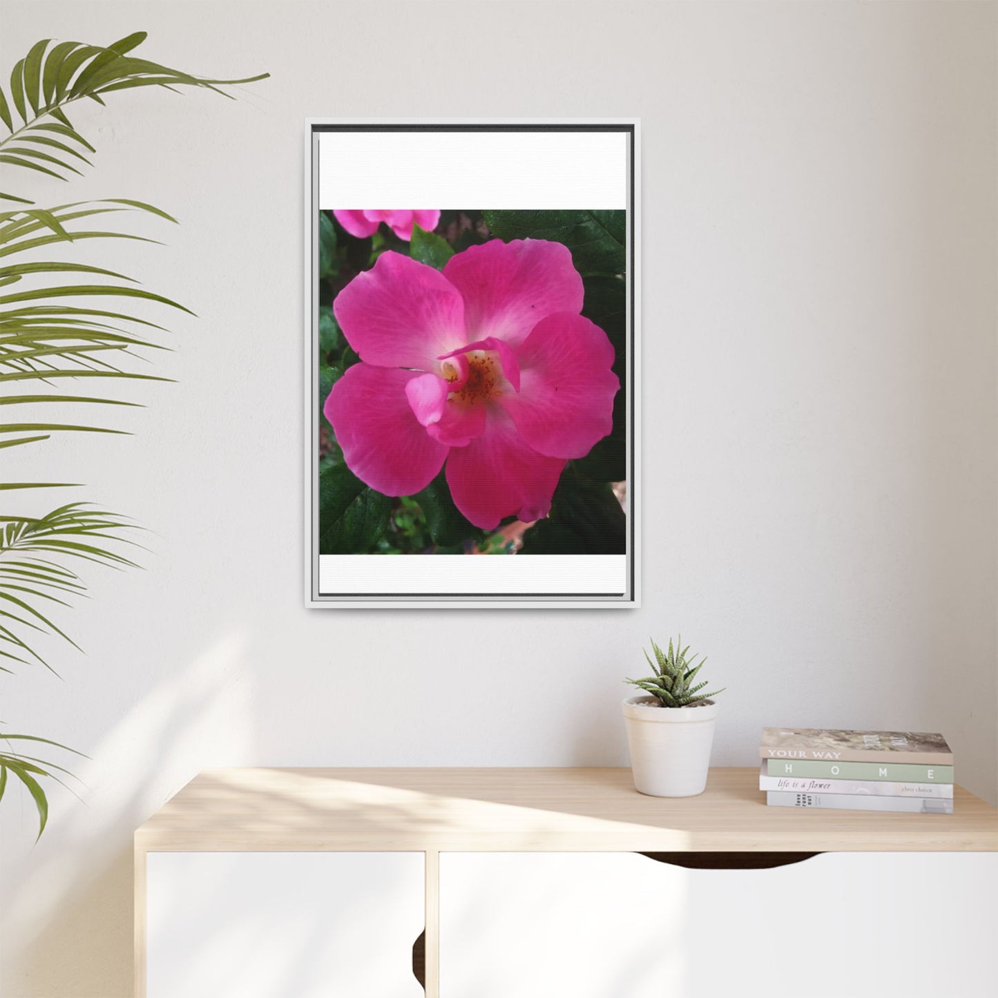 Framed Floral Canvas Art Print | Vibrant Pink Flower Decor, Wall Art for Home, Gift for Her, Mother's Day, Birthday