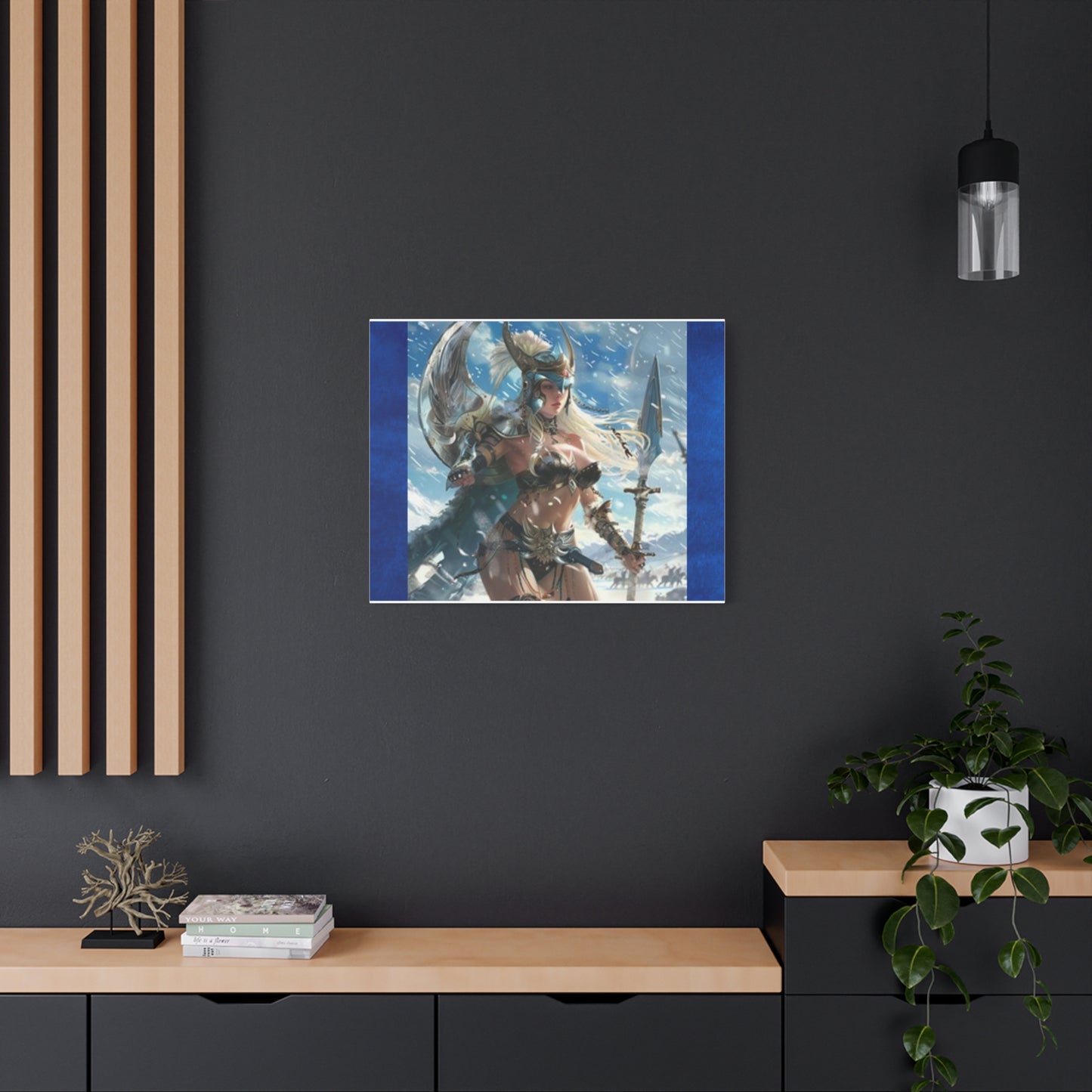 Fantasy Warrior Woman Canvas Art Print, Wall Decor for Gamers, Bold Room Aesthetic, Gift for Art Lovers, Home Office Decoration, Unique Wall Art
