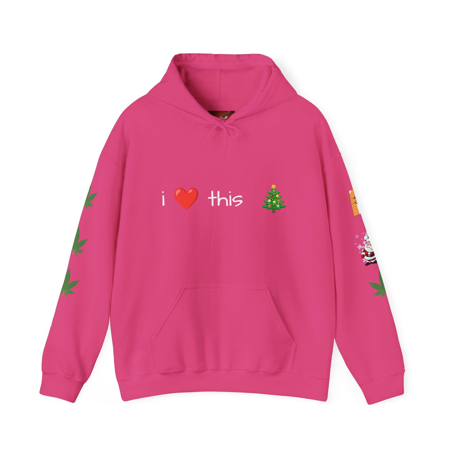 Sudadera con capucha Papá Noel Reno Hoja de marihuana