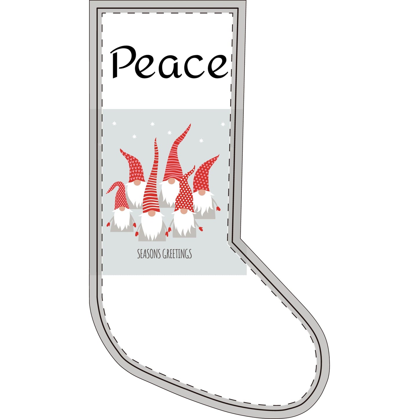 Bas de Noël (flanelle) Gnomes Paix Salutations de la saison