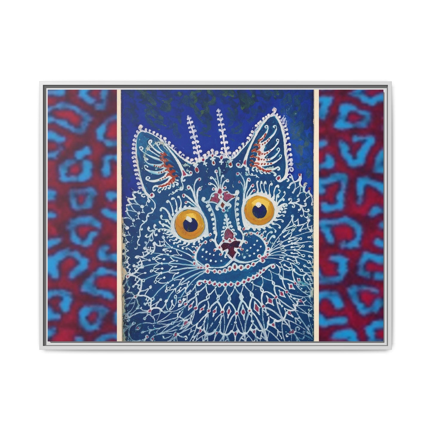 Colorful Cat Framed Matte Canvas Art - Whimsical Home Decor