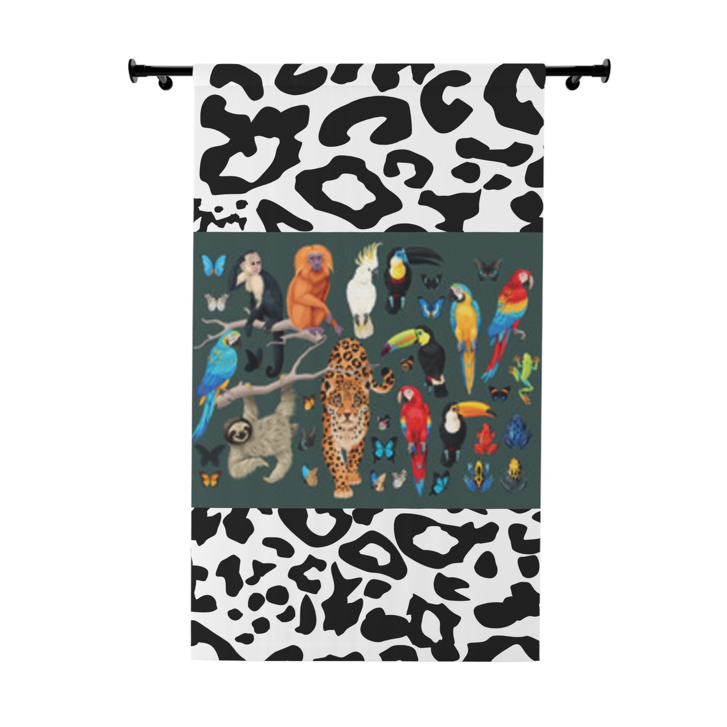 Window Curtains (1 Piece) 50"x84" Black Animal Print Animals