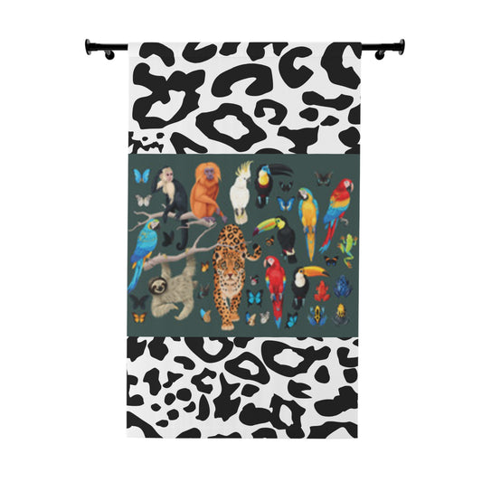Window Curtains (1 Piece) 50"x84" Black Animal Print Animals