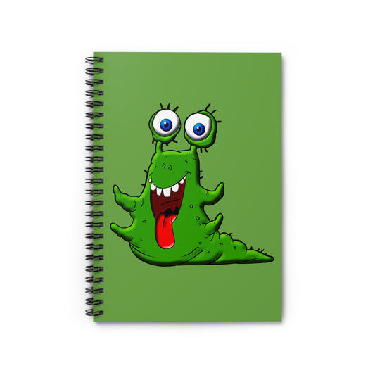 Cuaderno espiral verde divertido extraterrestre