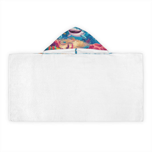 Underwater Adventure Youth Hooded Towel - Fun Shark and Octopus Design