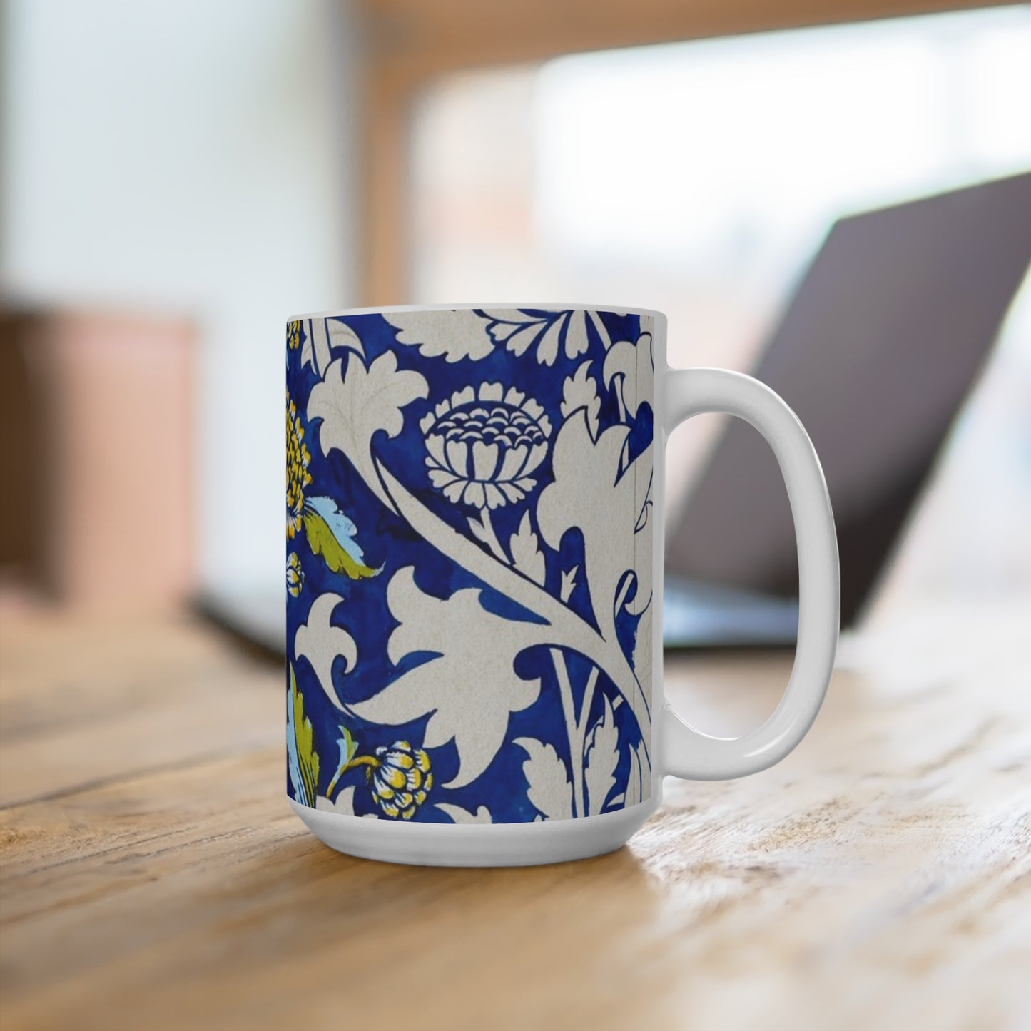 Taza 15oz Flores Azules Gran Regalo💜