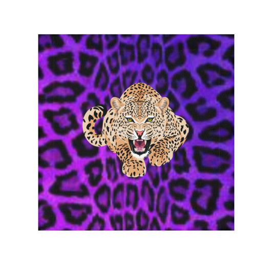 Wild Leopard Face Towel - Fierce Purple Animal Print for Home or Gym