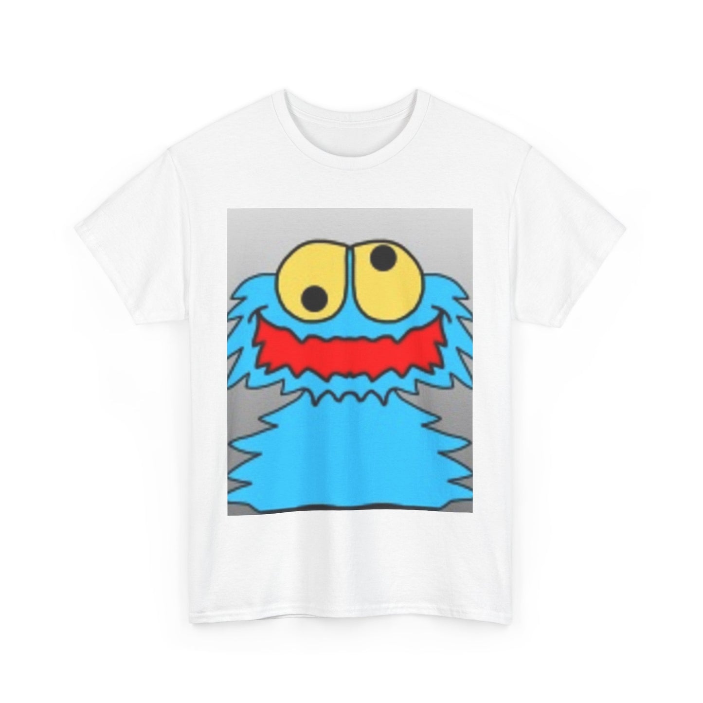 Blue Monster Cartoon-Inspired Unisex Heavy Cotton Tee, Fun Graphic T-Shirt, Cute Gift Idea, Casual Wear, Birthday Celebration, Everyday Style