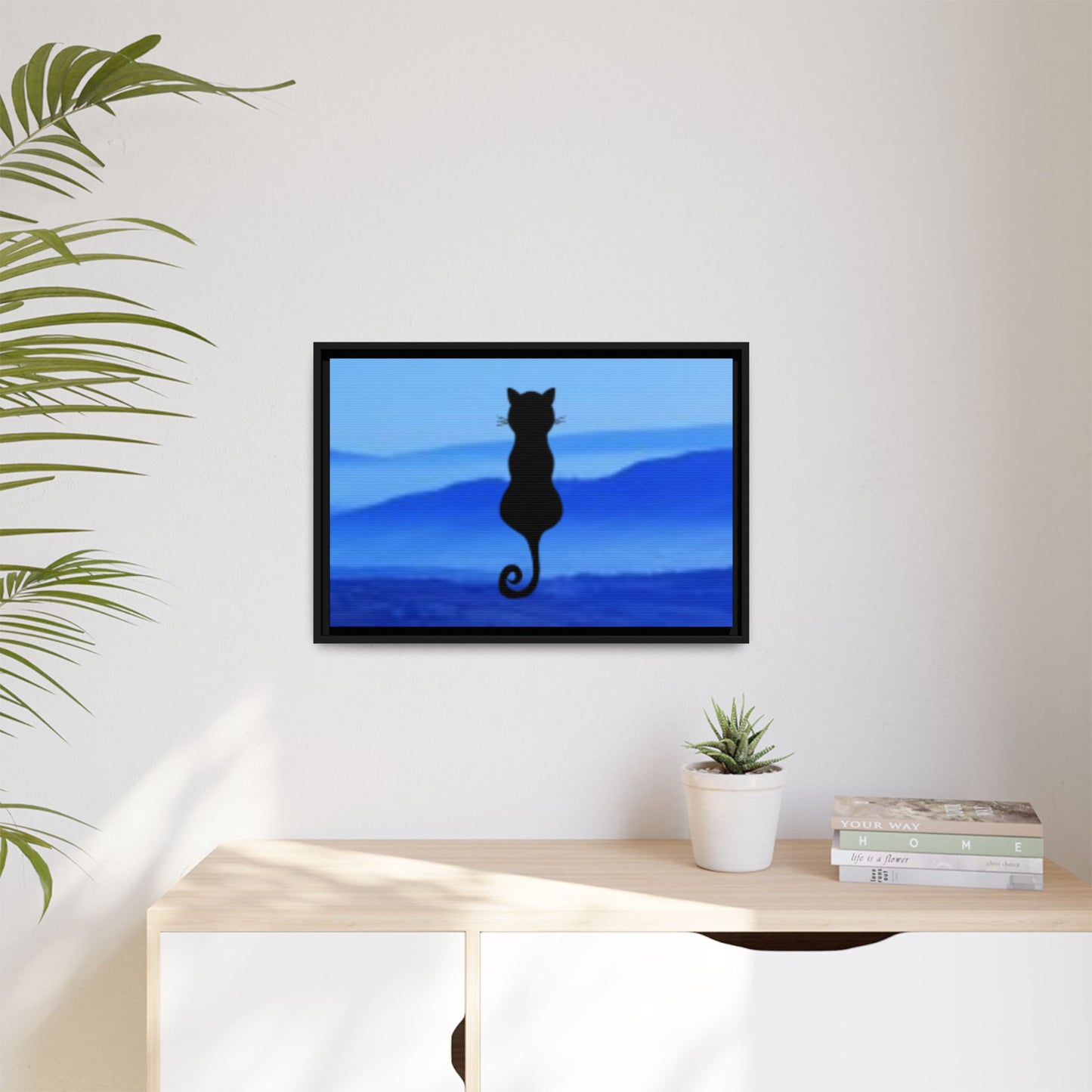Framed Cat Silhouette Art Print, Wall Decor, Cat Lover Gift, Home Office Art, Pet Memorial