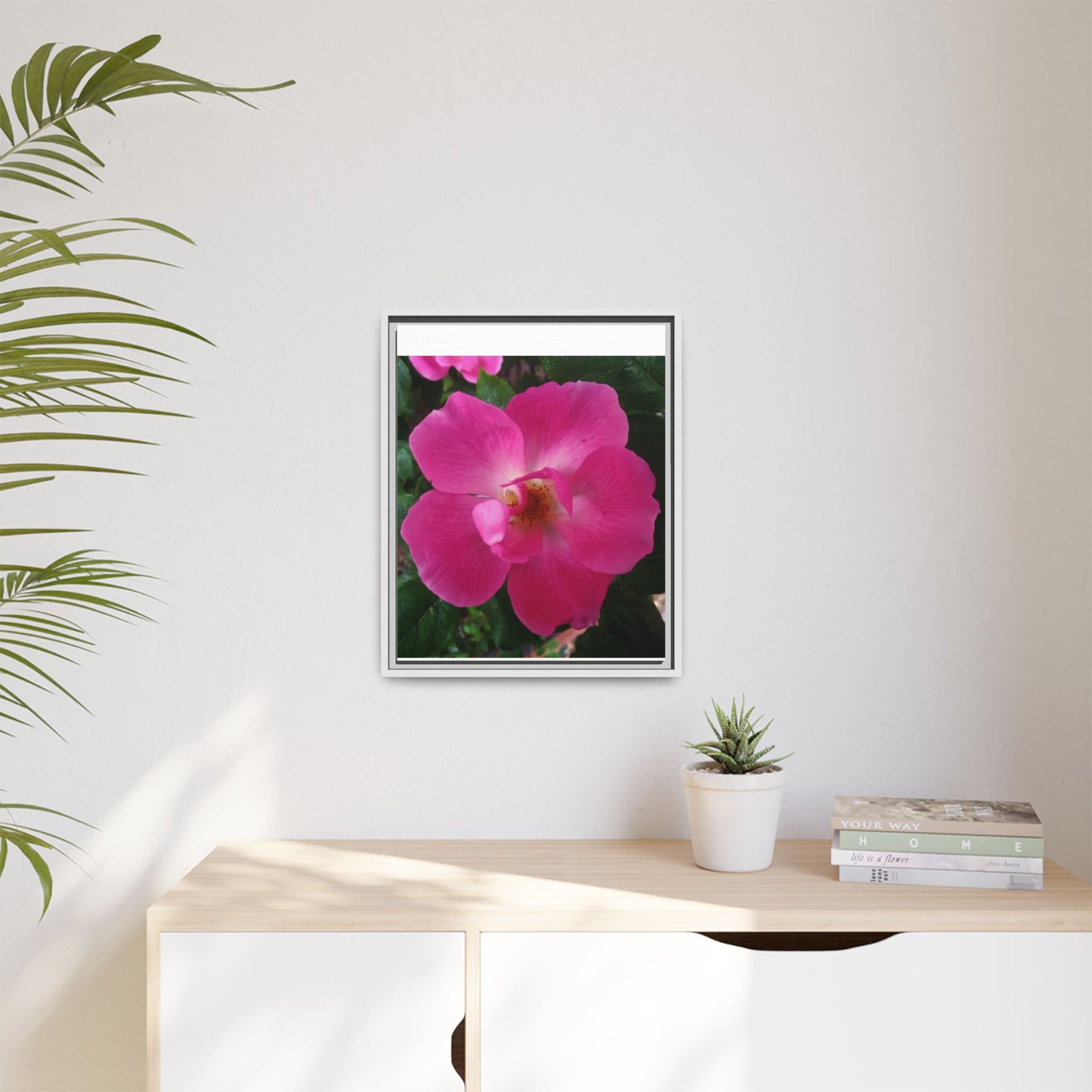 Framed Floral Canvas Art Print | Vibrant Pink Flower Decor, Wall Art for Home, Gift for Her, Mother's Day, Birthday