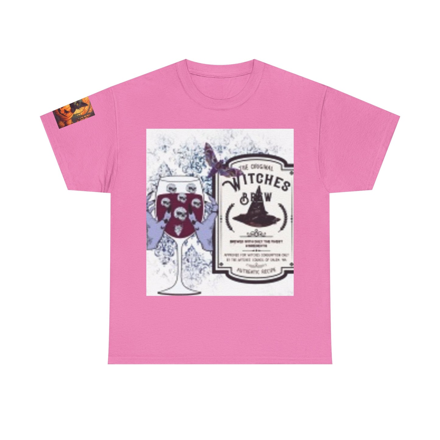 Witch Wine Castle Black Cat Unisex Heavy Cotton T-shirt