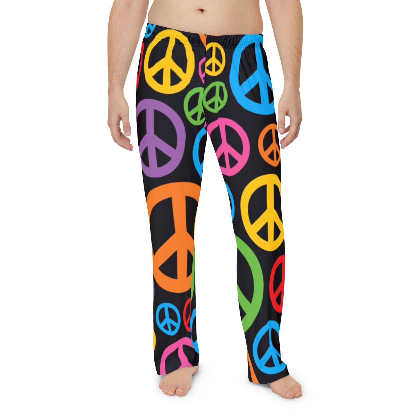 Pantalones de pijama para hombre con el símbolo de la paz de colores: ropa de dormir cómoda para relajarse