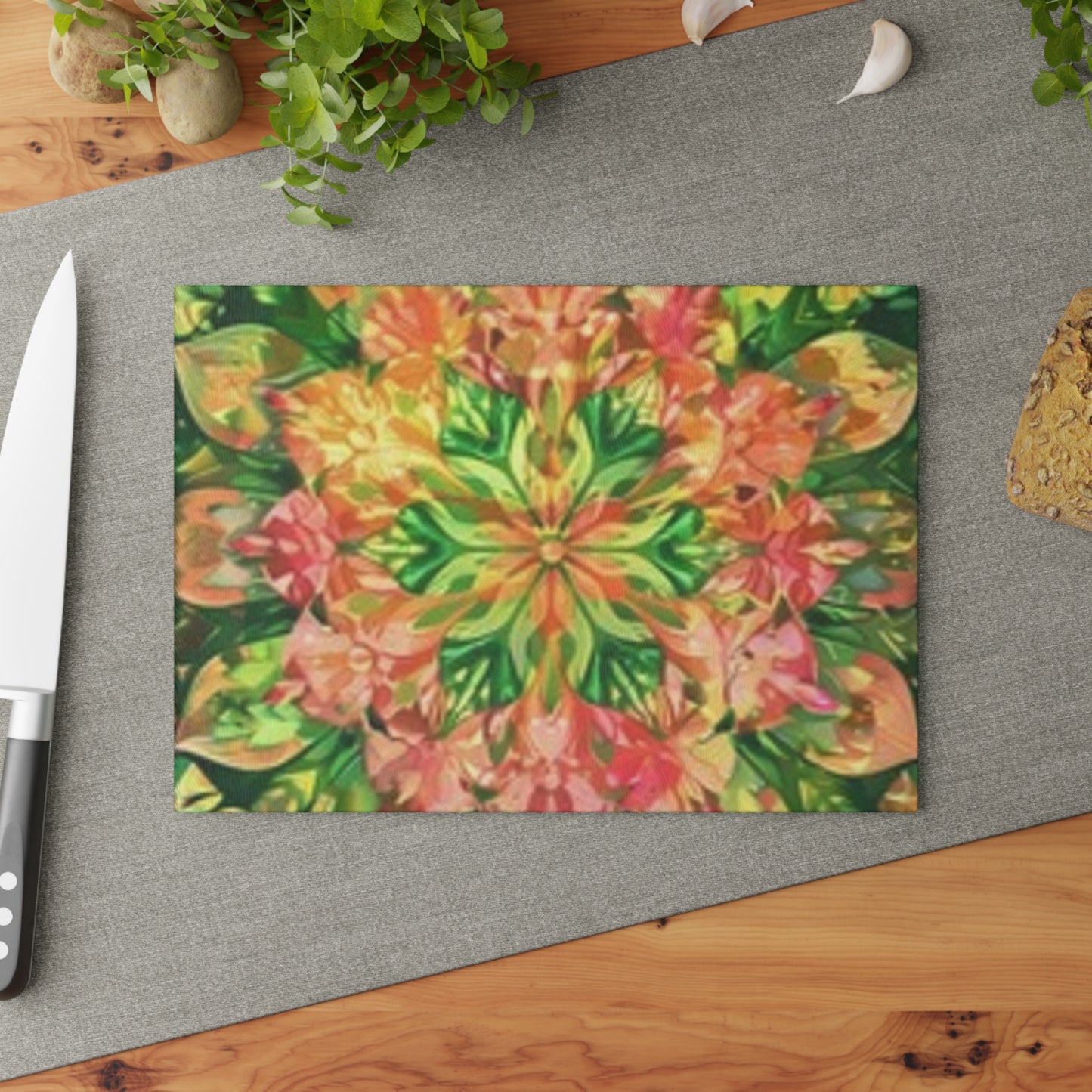 Vibrant Floral Glass Cutting Board for Kitchen Decor, Unique Gift for Chefs, Cooking Enthusiasts, Housewarming, Wedding, Mother's Day