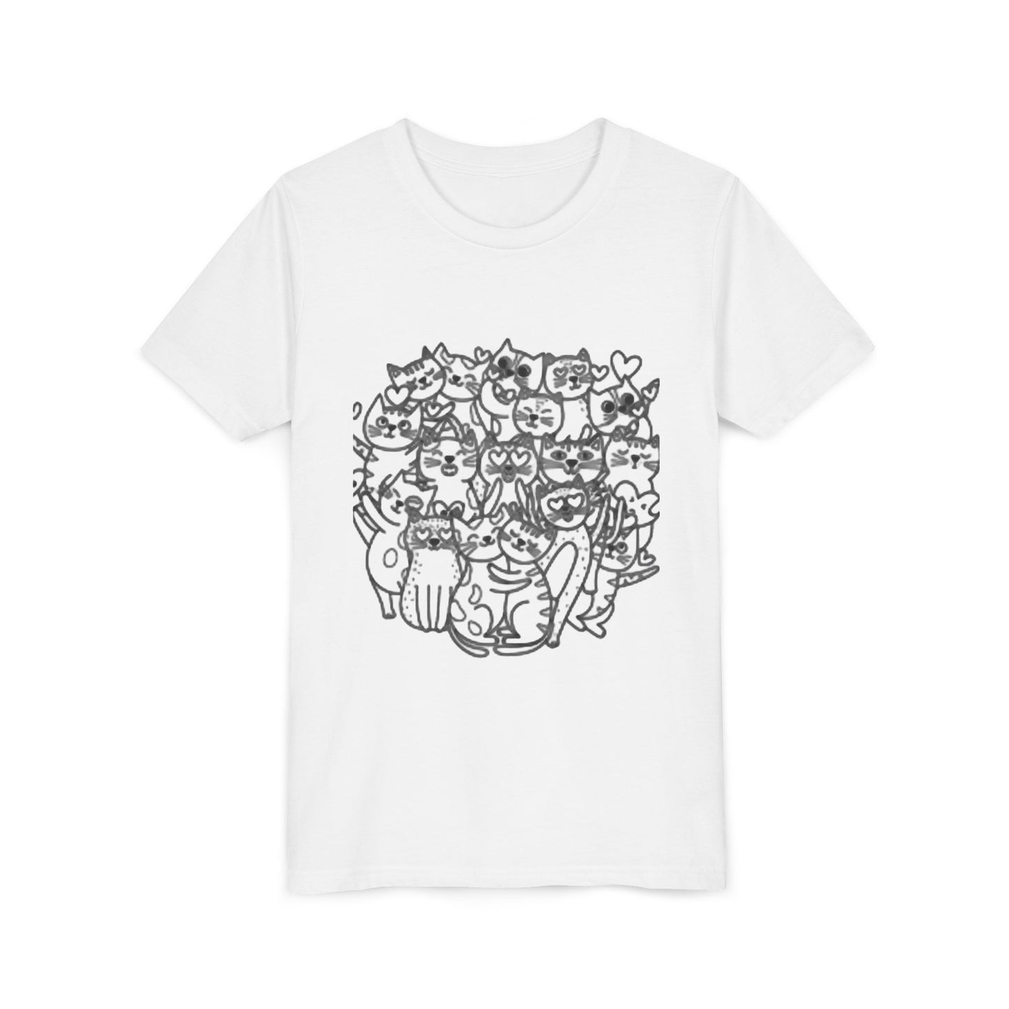 Cute Cat Illustration Youth Short Sleeve Tee - Perfect Gift for Animal Lovers