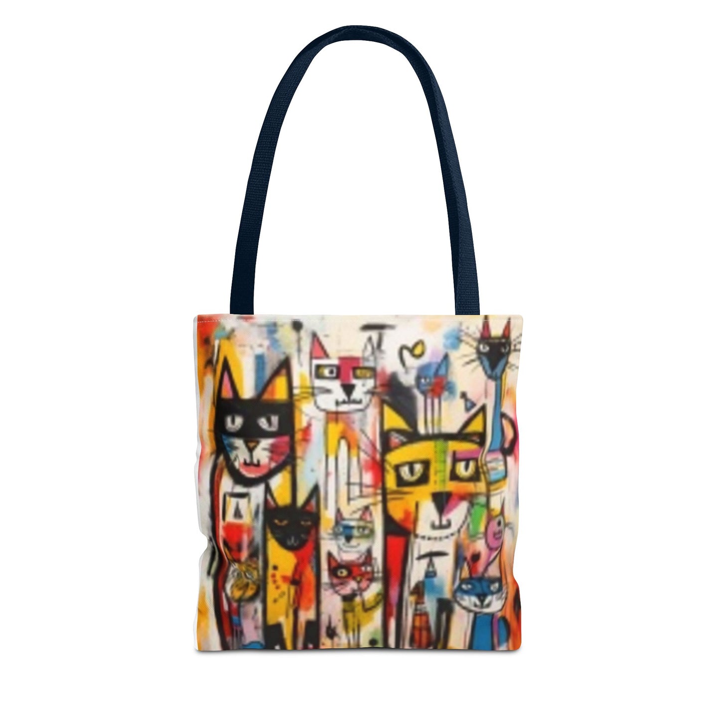 Colorful Cat Art Tote Bag, Cat Lover Gift, Unique Shopping Tote Bag, Whimsical Carryall for Pet Owners