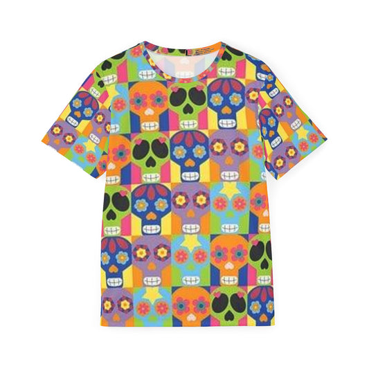 Colorful Skull Sports Jersey - Men's Performance T-shirt for Festivals & Celebrations