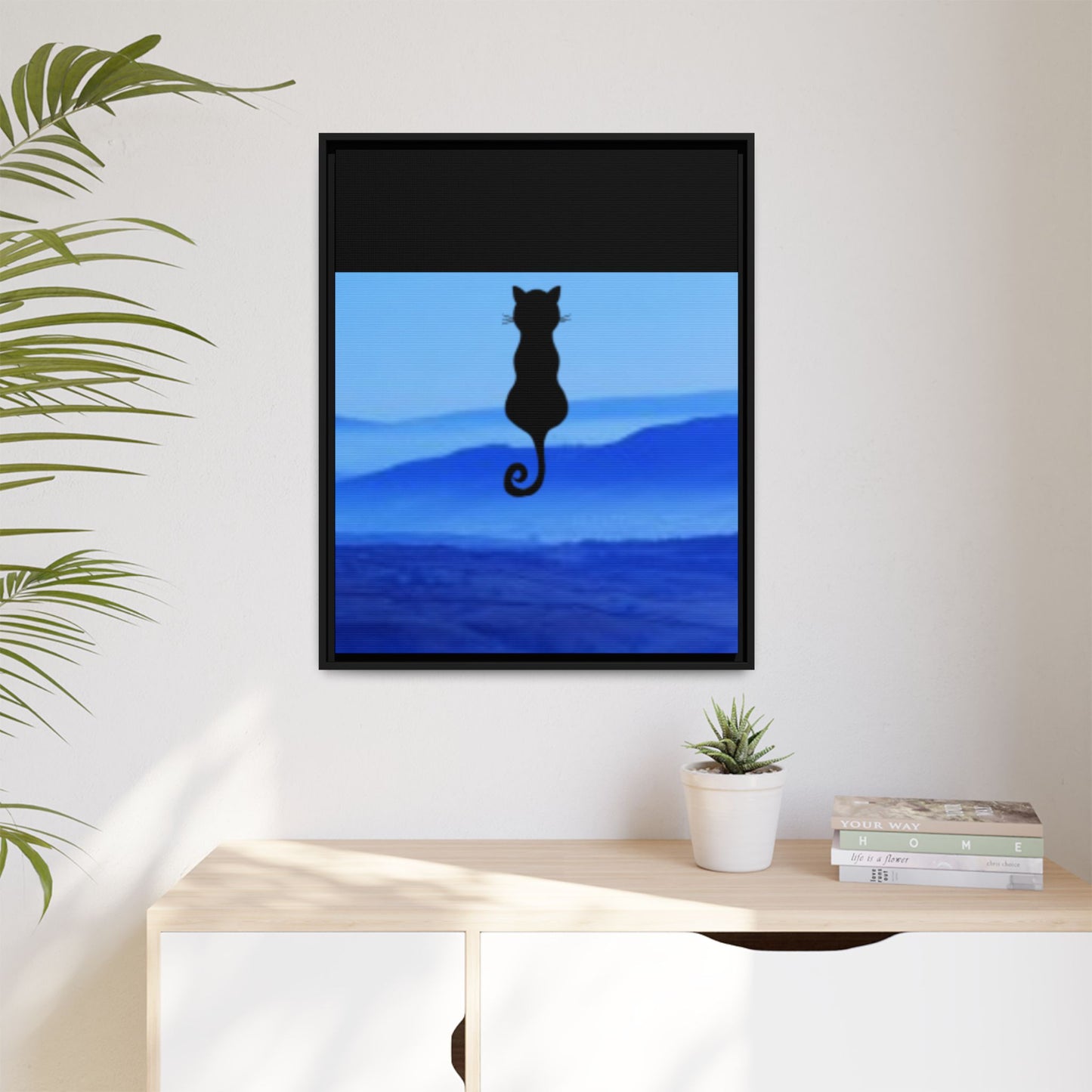 Framed Cat Silhouette Art Print, Wall Decor, Cat Lover Gift, Home Office Art, Pet Memorial