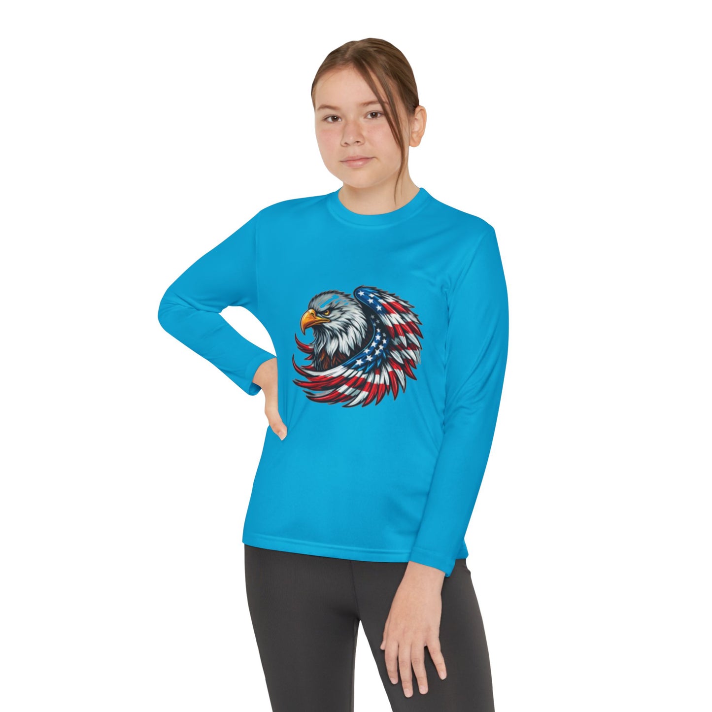 Youth Long Sleeve Tee - Patriotic Eagle & Fun Dog Design, USA Flag Apparel for Independence Day, Gifts for Kids, Casual Wear, Cool Tee