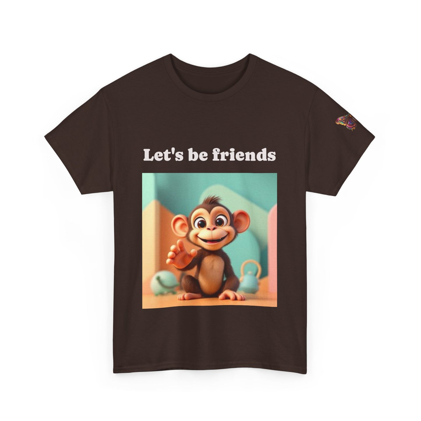 Playful Monkey T-shirt - "Let's Be Friends" Shirt
