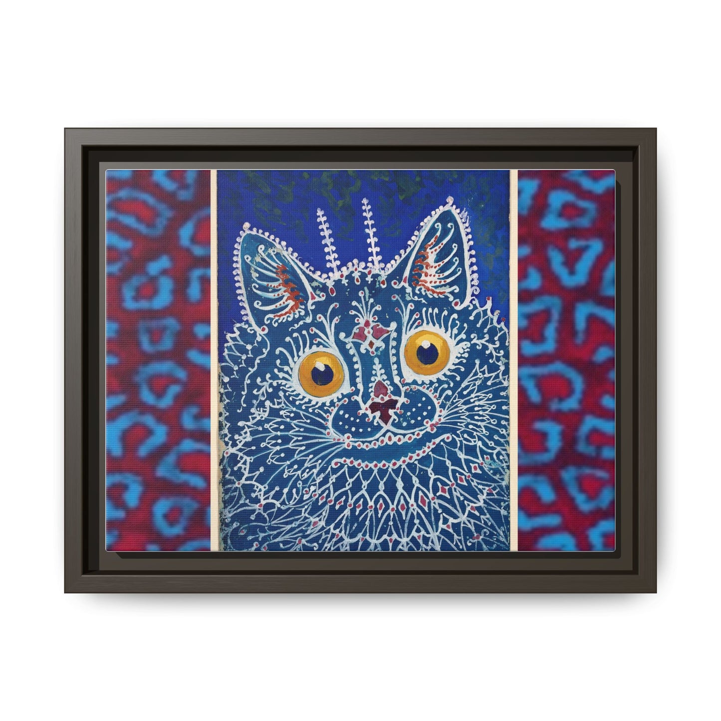 Colorful Cat Framed Matte Canvas Art - Whimsical Home Decor