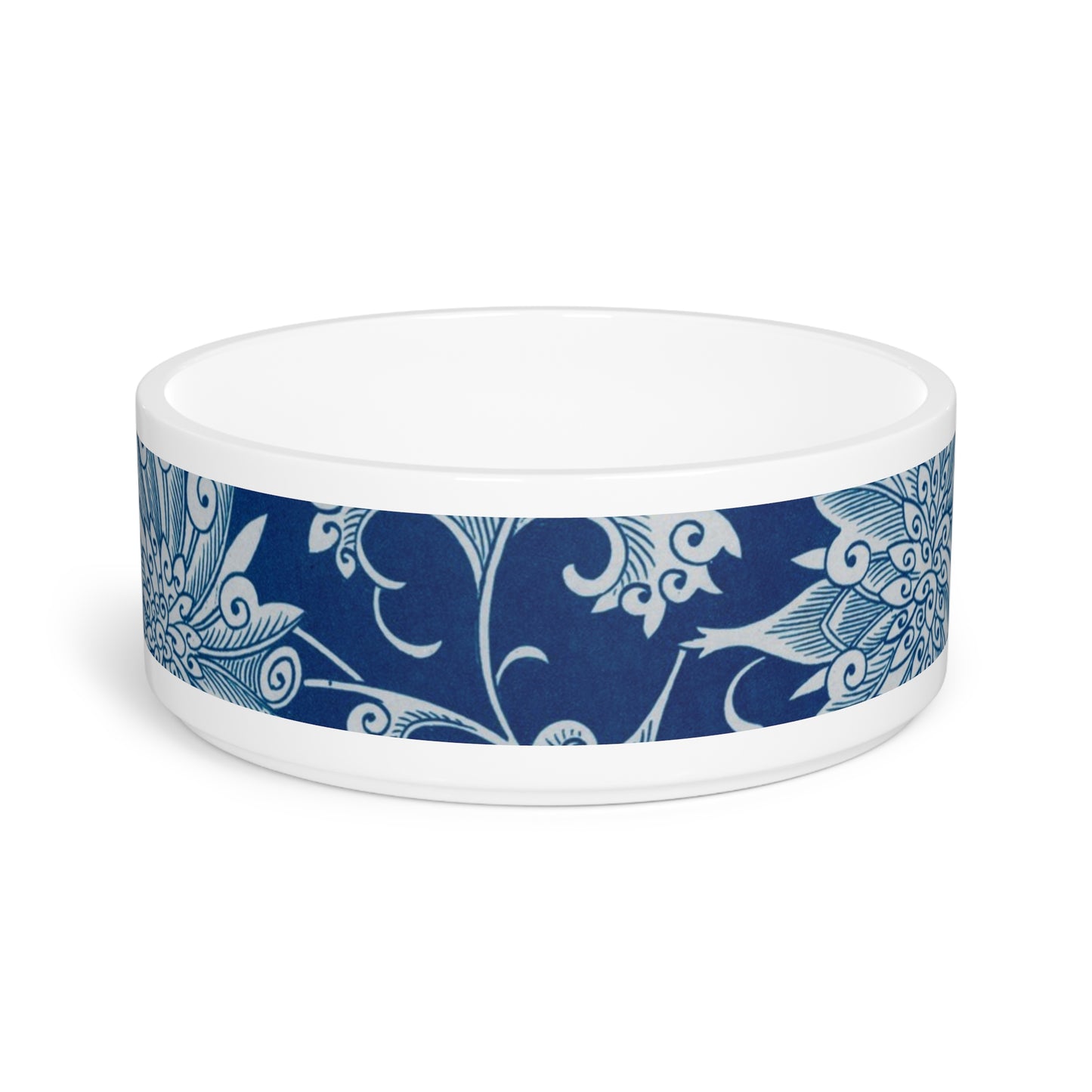 Pet Bowl Dogs Cats  Blue Fancy Flowers