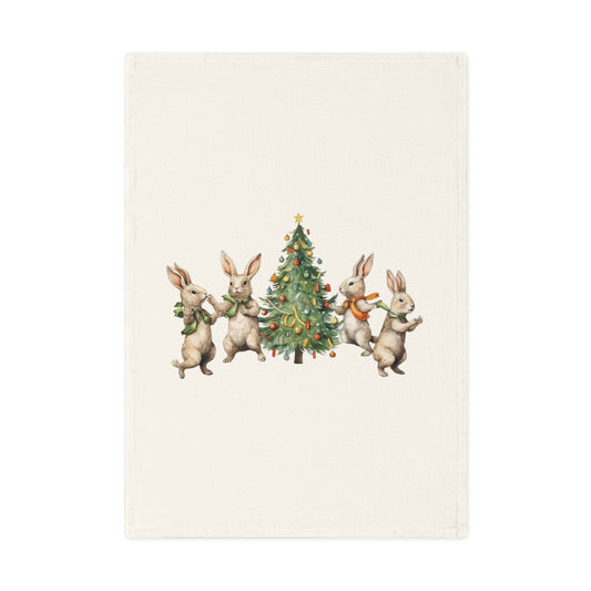 Cotton Tea Towel Kitchen Four Rabbits Christmas Tree 🎄