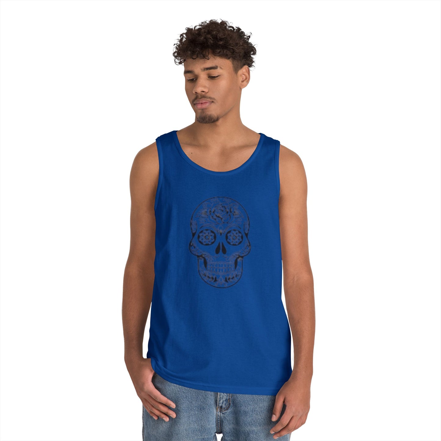 Skull Design Unisex Heavy Cotton Tank Top - Perfect for Festivals & Everyday Wear