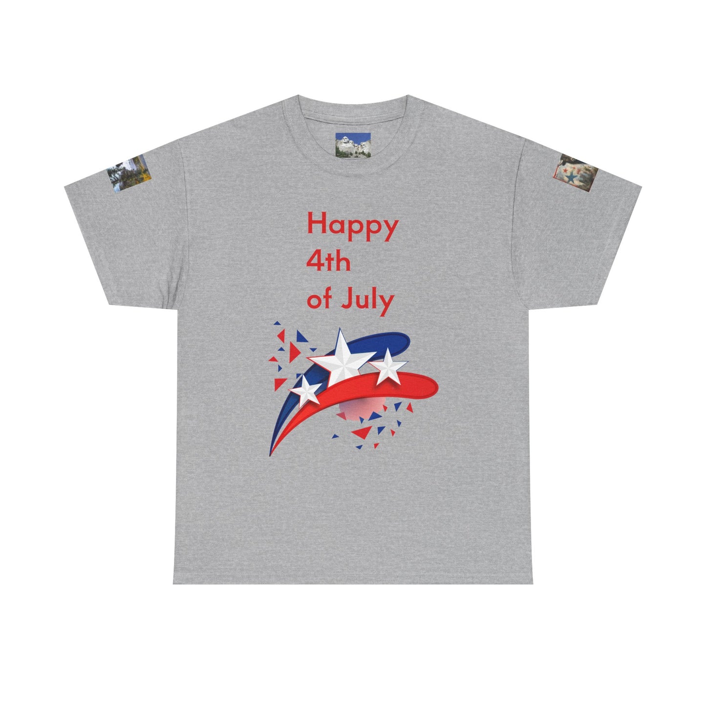 Happy 4th of July Unisex Heavy Cotton Tee | Patriotic Shirt, Independence Day Gift, Red White Blue Tee, Summer Celebration, Casual Wear