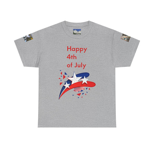 Happy 4th of July Unisex Heavy Cotton Tee | Patriotic Shirt, Independence Day Gift, Red White Blue Tee, Summer Celebration, Casual Wear