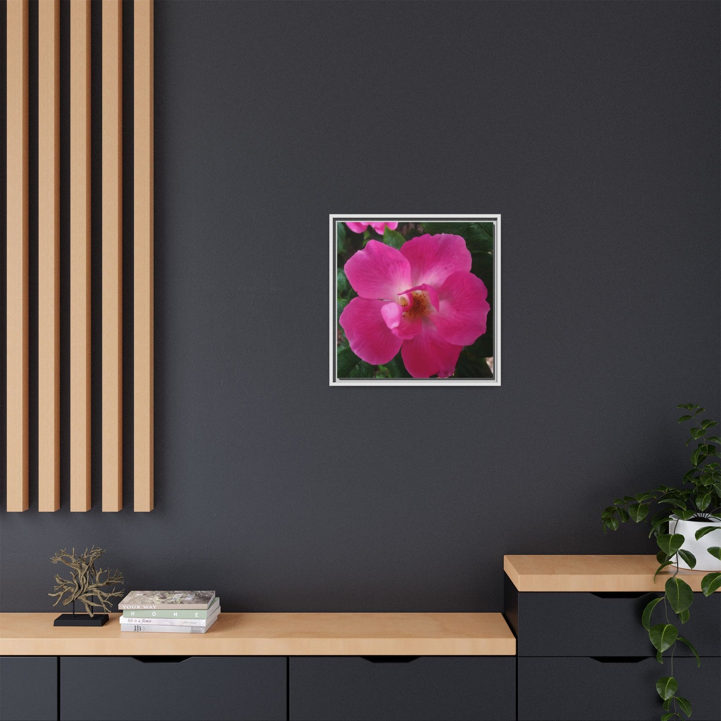Framed Floral Canvas Art Print | Vibrant Pink Flower Decor, Wall Art for Home, Gift for Her, Mother's Day, Birthday