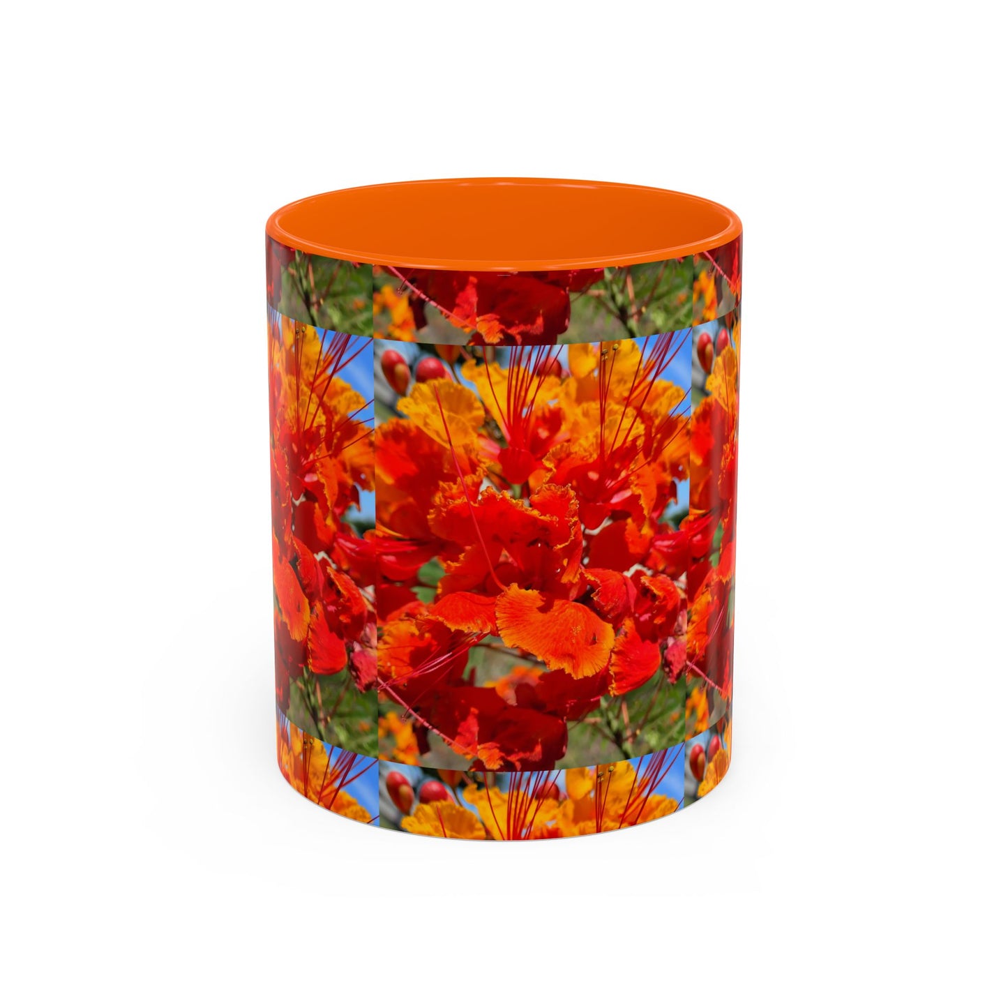 Orange Flowers Accent Coffee Mug 11 oz Great for Coffee Tea Milk Water Juice Ice Cream Soup