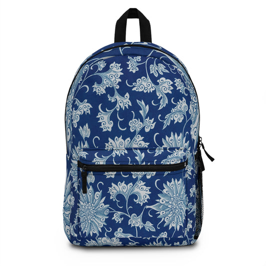 Backpack Blue & Flowers School Work Trip to Manhattan New York USA