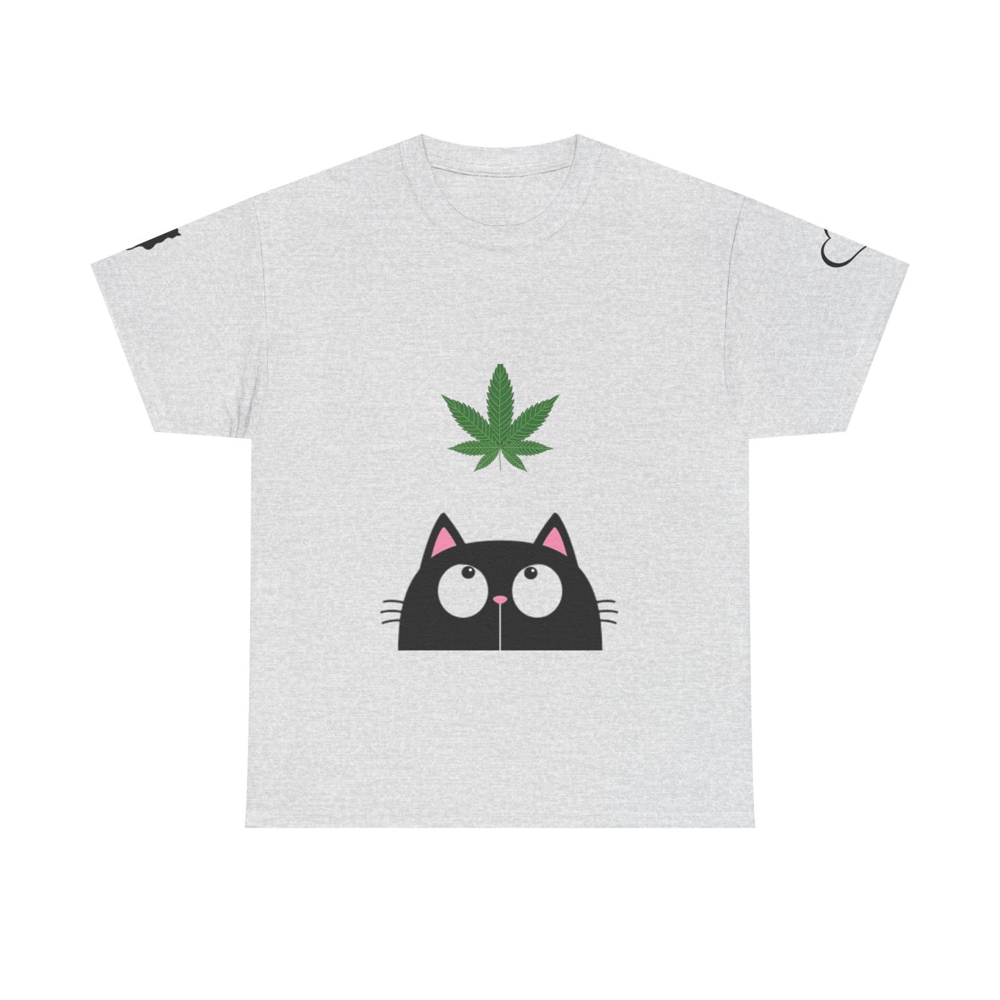 Funny Cat Looking at Marijuana Leaf  " I Love this T-shirt"