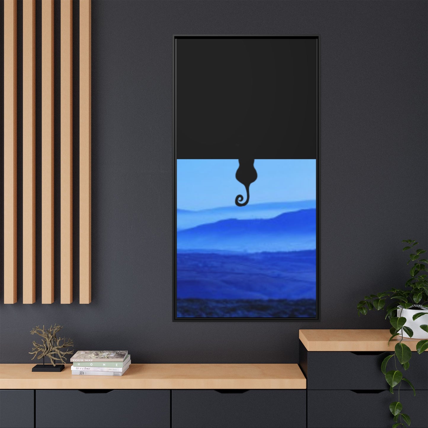 Framed Cat Silhouette Art Print, Wall Decor, Cat Lover Gift, Home Office Art, Pet Memorial