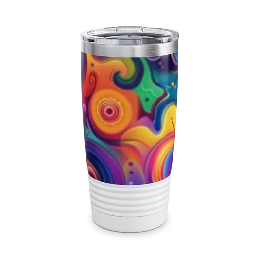 Vibrant Swirl 20oz Ringneck Tumbler - Colorful Travel Mug for Coffee Lovers