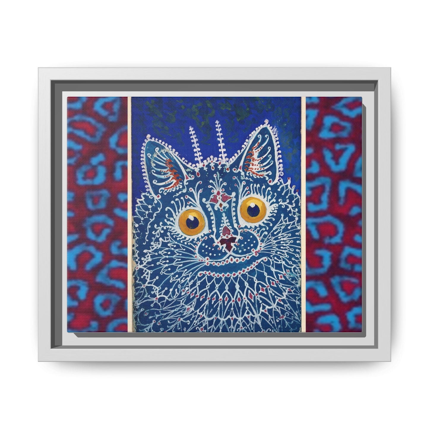Colorful Cat Framed Matte Canvas Art - Whimsical Home Decor