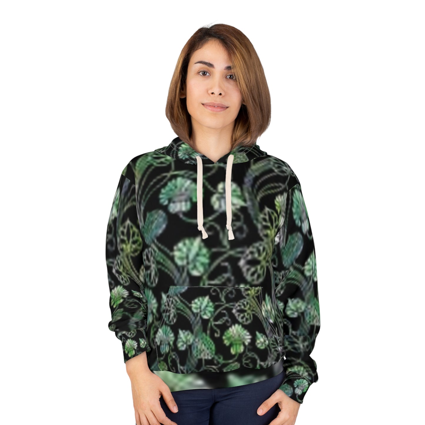 Sweat à capuche unisexe vert botanique – Motif floral confortable pour les amoureux de la nature