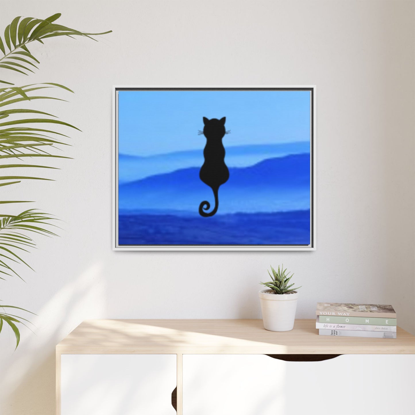 Framed Cat Silhouette Art Print, Wall Decor, Cat Lover Gift, Home Office Art, Pet Memorial