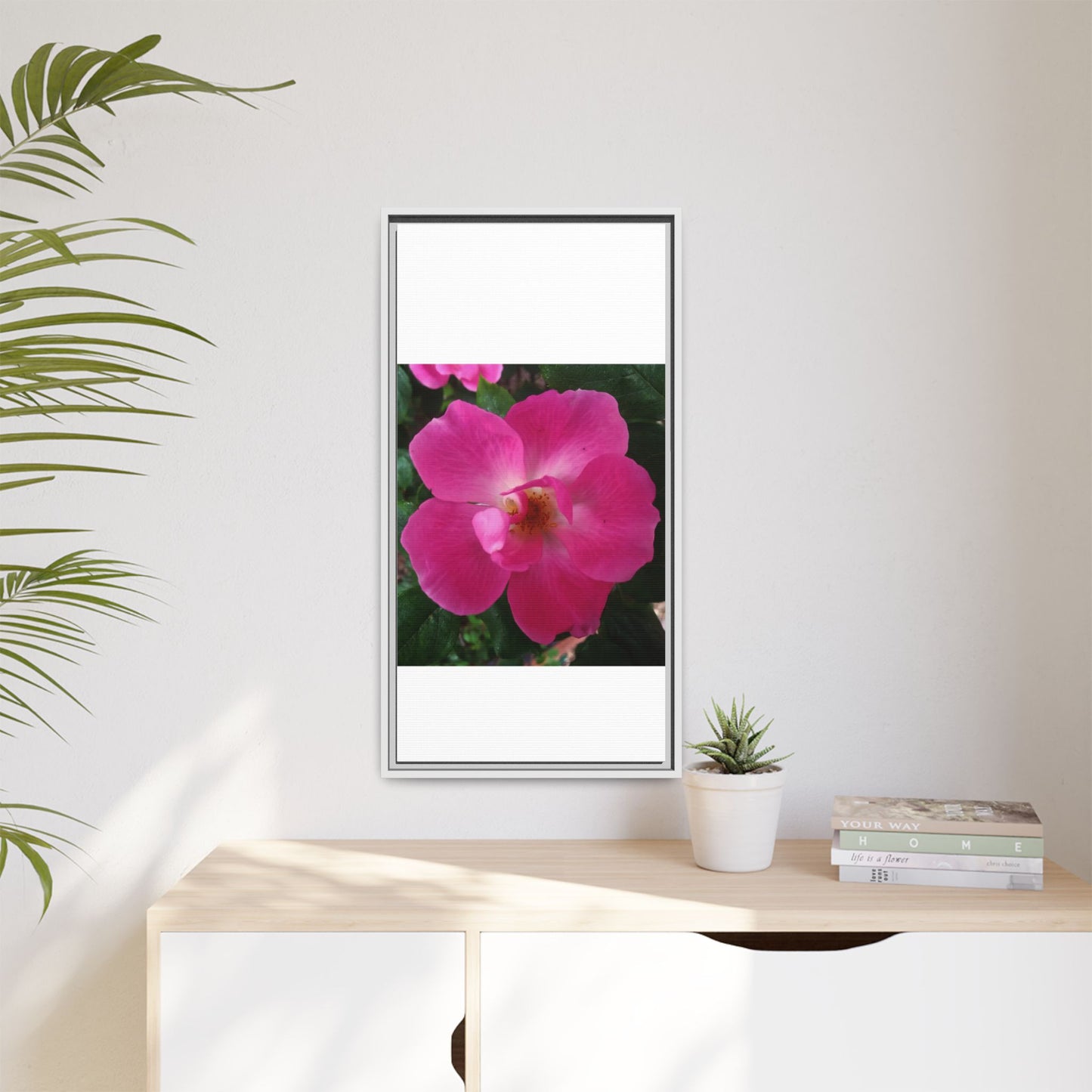 Framed Floral Canvas Art Print | Vibrant Pink Flower Decor, Wall Art for Home, Gift for Her, Mother's Day, Birthday